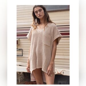 Pol Oversized Knit Pullover Large Oatmeal